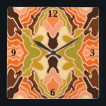 Relógio Quadrado Peach Fuzz Boho Chique Geométrico<br><div class="desc">Relógio de Parede Quadrado, decoração de arte de parede e acessório de decoração de decoração de casas impressos com Peach Fuzz Boho Chique Geométrico padrão de repetição design de padrão original de arte por TheFabricSeal impressão a pedido compro em Zazzle.com #ZazzleMade https://www.zazzle.com/store/thefabricseal TheFabricSeal ©️ Original. Abstrato contemporâneo de meio século...</div>