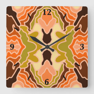 Relógio Quadrado Peach Fuzz Boho Chique Geométrico