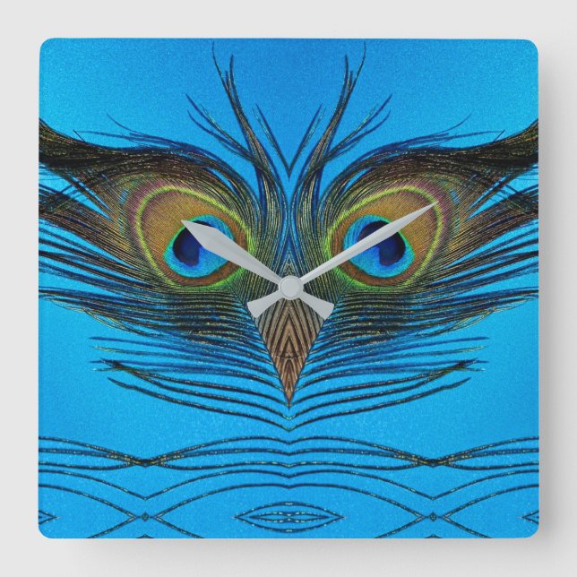 Relógio Quadrado Peacock (Frente)