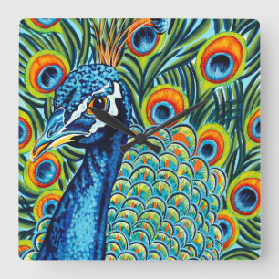 Relógio Quadrado Peacock I Plumado