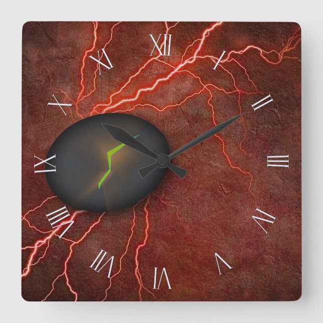 Relógio Quadrado Pedra Cracking Emite Luz (Frente)