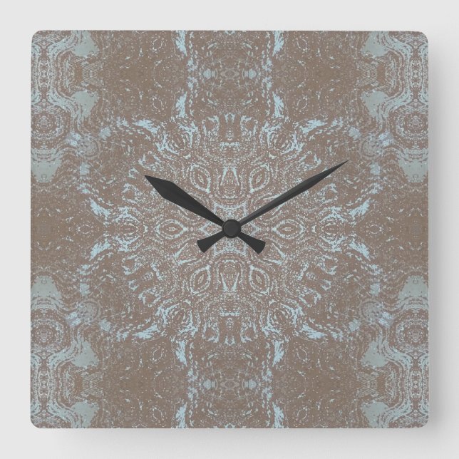 Relógio Quadrado Pedra de Arte Natural e Areia (Frente)