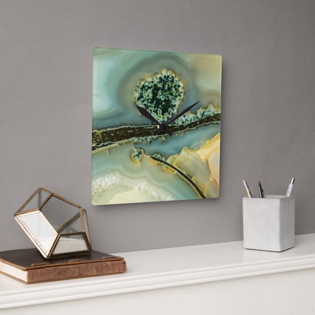 Relógio Quadrado pedra dentro a semirprecioso (Escritório)