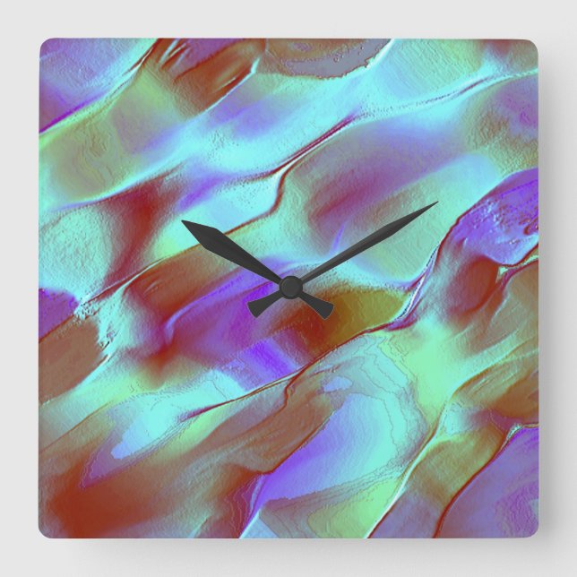 Relógio Quadrado Pedra polida em roxo cromo (Frente)