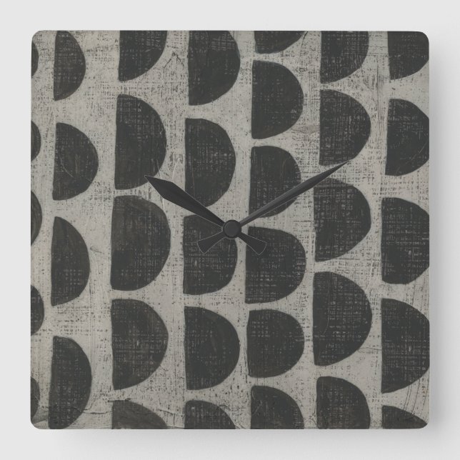 Relógio Quadrado Pedra - Semicírculos (Frente)