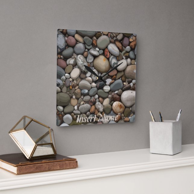 Relógio Quadrado Pedras de Serenidade (Escritório)