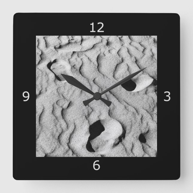 Relógio Quadrado Pegadas e memórias de desvanecimento (Frente)