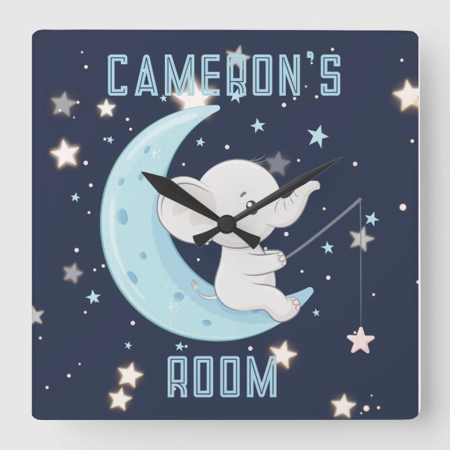 Relógio Quadrado Peixe-Elefante Personalizado Pescar 4 Estrelas Pos (Frente)