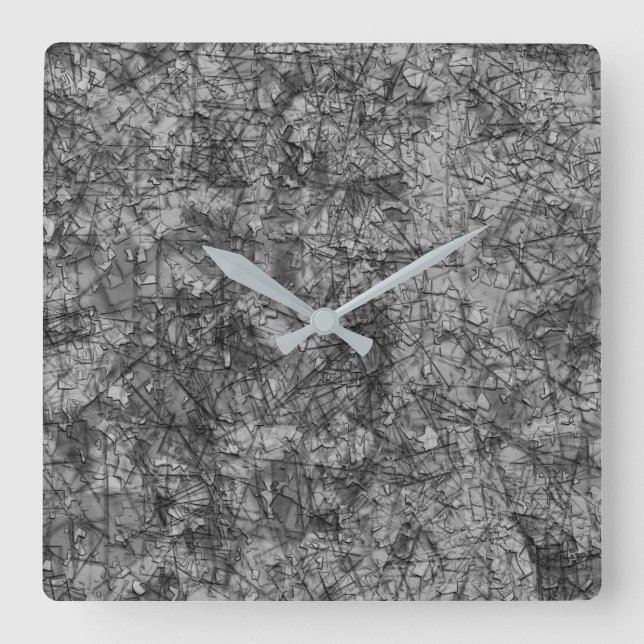 Relógio Quadrado Pele numa cinza ligeiramente viscosa e preto (Frente)