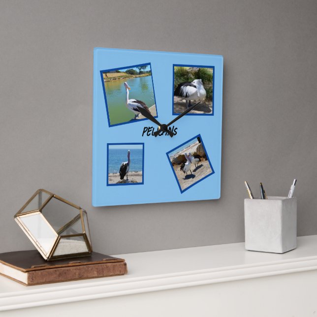 Relógio Quadrado Pelicanos, Os Quatro Quadros Fotográficos Mais Fre (Escritório)