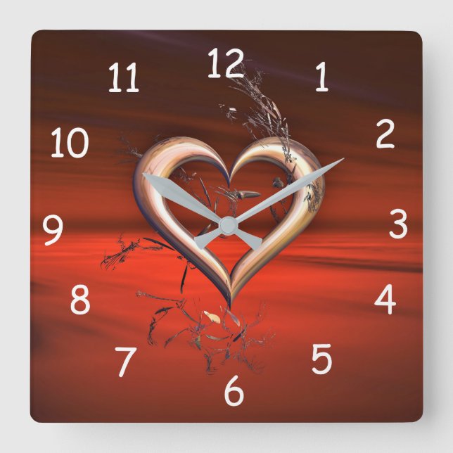 Relógio Quadrado Pelo Amor do Vermelho (Frente)
