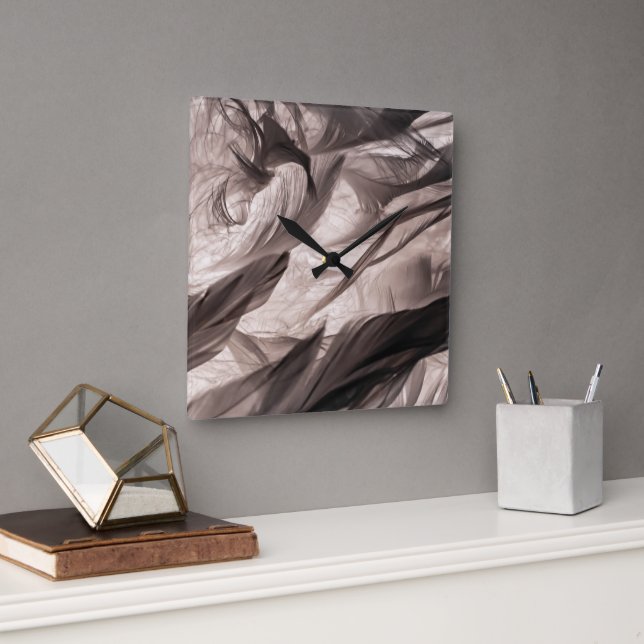 Relógio Quadrado Penas (Escritório)