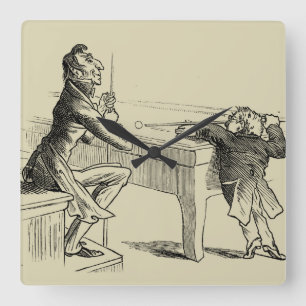 Relógio Quadrado Pencil Sketch of Two Men Playing Pool