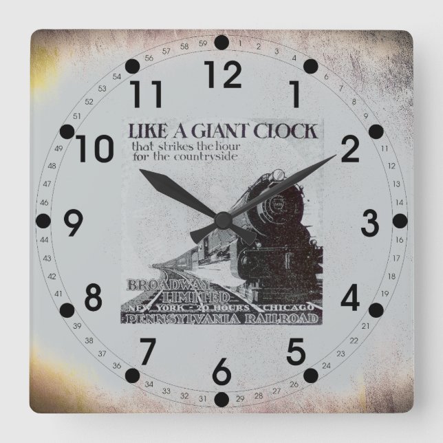 Relógio Quadrado Pensilvânia Railroad Broadway Limited 1929 (Frente)