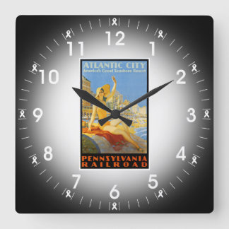 Relógio Quadrado Pensilvânia Railroad to Atlantic City Wall Clock