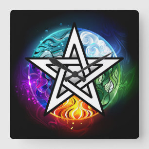 Relógio Quadrado Pentagrama do Wiccan