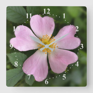 Relógio Quadrado pequena flor rosa