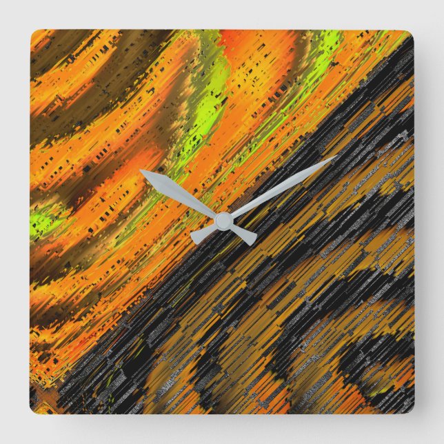 Relógio Quadrado Pequeno mosaico amarelado e deformado (Frente)