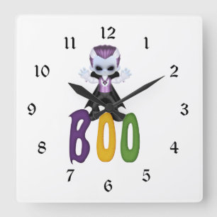 Relógio Quadrado Pequeno Vampiro Boo Halloween