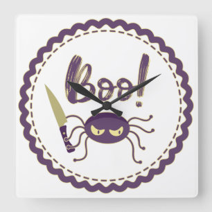Relógio Quadrado Personagem de aranha de Halloween engraçado Boo fa