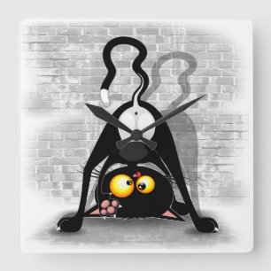 Relógio Quadrado Personagem de desenho animado Engraçado para Baixo