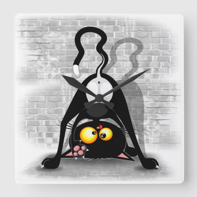 Relógio Quadrado Personagem de desenho animado Engraçado para Baixo (Frente)