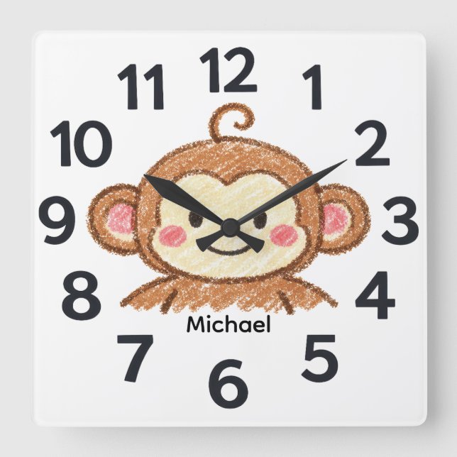 Relógio Quadrado Personalised Child's Wall Clock (Frente)