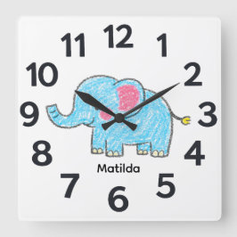 Relógio Quadrado Personalised Child's Wall Clock