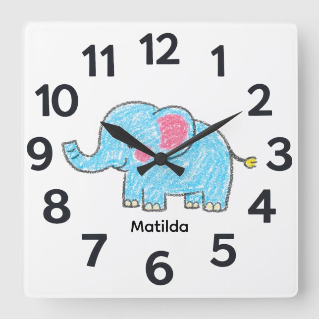 Relógio Quadrado Personalised Child's Wall Clock (Frente)