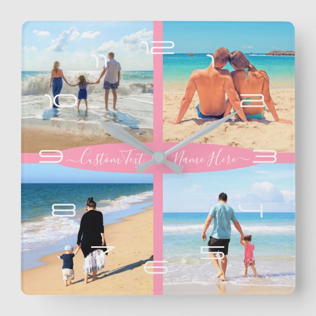 Relógio Quadrado Personalizado o Amor Personalizado da Família Cola (Frente)