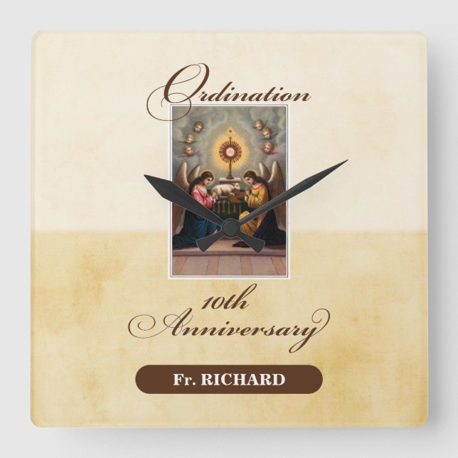 Relógio Quadrado Personalizar, 10ª Ordenação Anniversário (Frente)