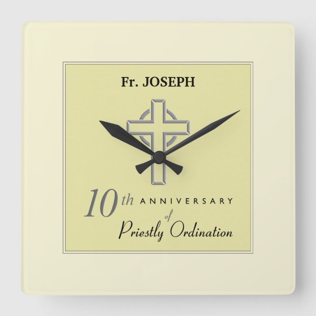 Relógio Quadrado Personalizar, 10º aniversário do Padre Emboscada (Frente)