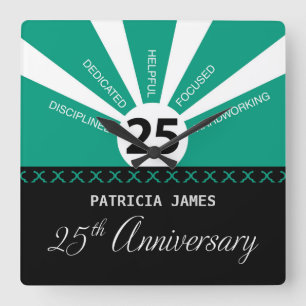 Relógio Quadrado Personalizar, 25 do Aniversário do Funcionário
