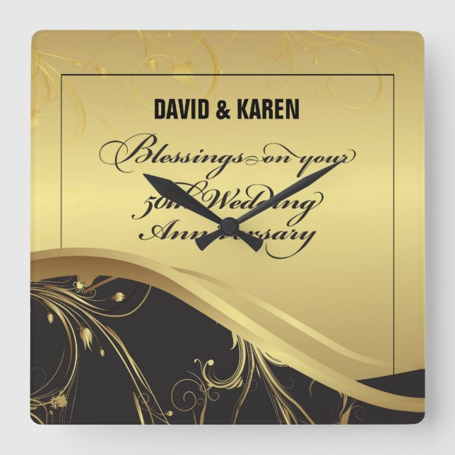 Relógio Quadrado Personalizar, 50º Aniversário Religioso (Frente)