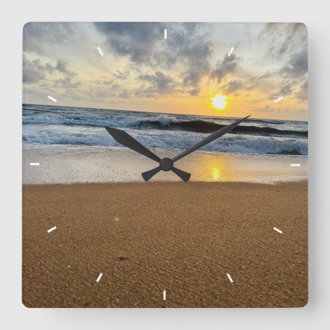 Relógio Quadrado Personalizar Foto Personalizada do Armazém de Mono (Frente)