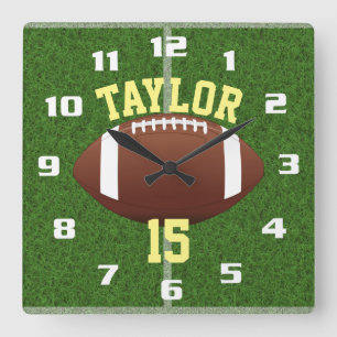 Relógio Quadrado Personalize player Name and Number Cool Football