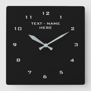 Relógio Quadrado Personalize Seus Números de Texto Cores de Fonte E