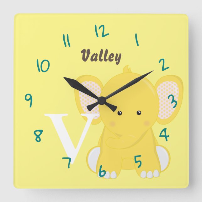 Relógio Quadrado Personalized Baby Yellow  (Frente)