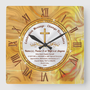 Relógio Quadrado Personalized, Clock with Bible Verse or Your Text