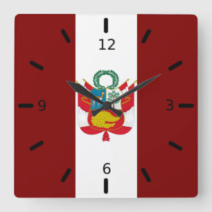 Relógio Quadrado Peruvian flag-coat of arms