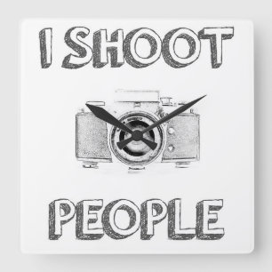 Relógio Quadrado pessoas do fotógrafo engraçado da câmera da fot
