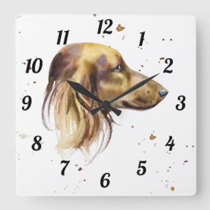 Relógio Quadrado Pet Animal Weiner Pet Watercolor
