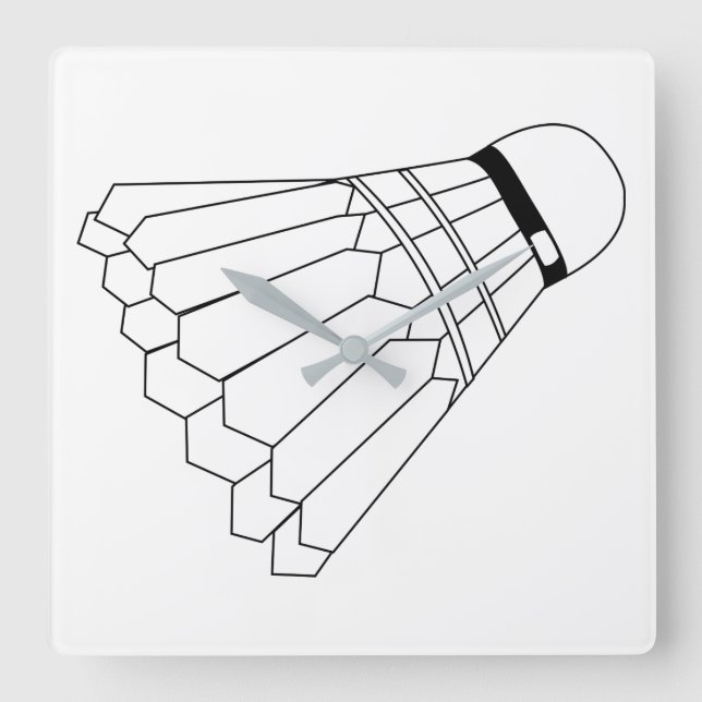 Relógio Quadrado Peteca de Badminton (Frente)