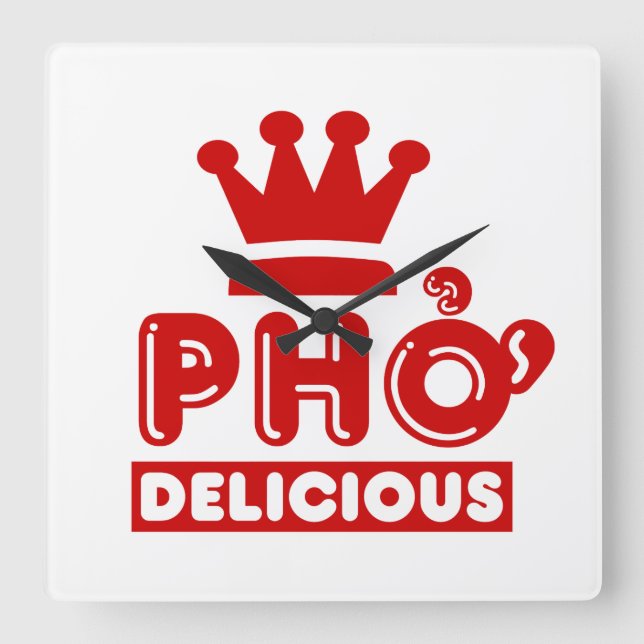 Relógio Quadrado Pho King Delicious (Frente)