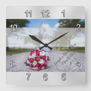 Relógio Quadrado Photo, Personalized Wall Clock Wedding Gift Ideas