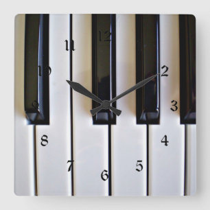 Relógio Quadrado Piano Keys - Black and White