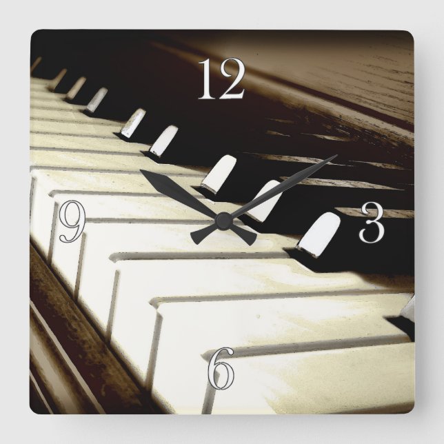 Relógio Quadrado Piano Keys Music-Lover's Wall Clock (Frente)