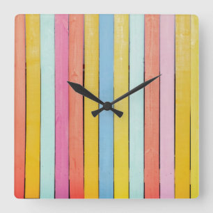 Relógio Quadrado Pickets de cerca pintados à mão