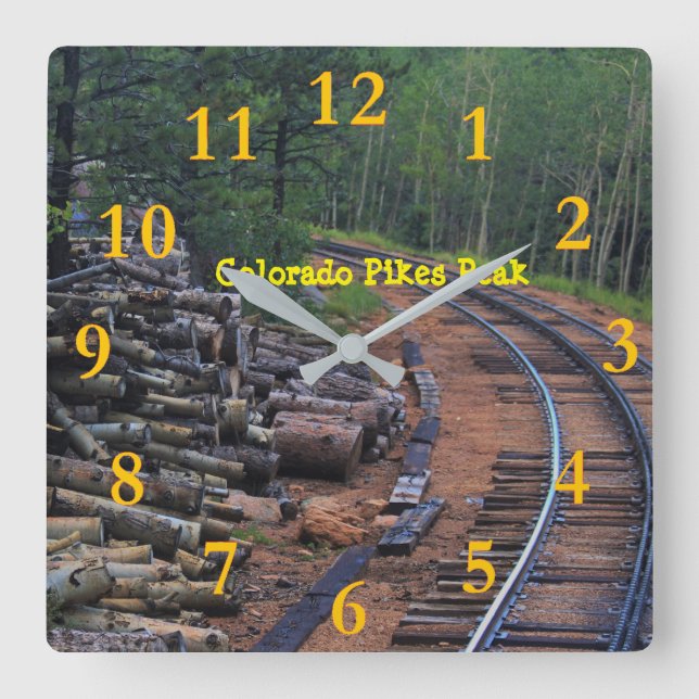 Relógio Quadrado Pico do Colorado Pikes (Frente)