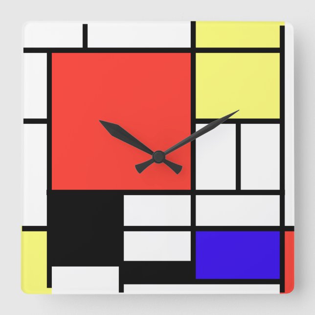 Relógio Quadrado Piet Mondriaan , 1926 Composição (Frente)